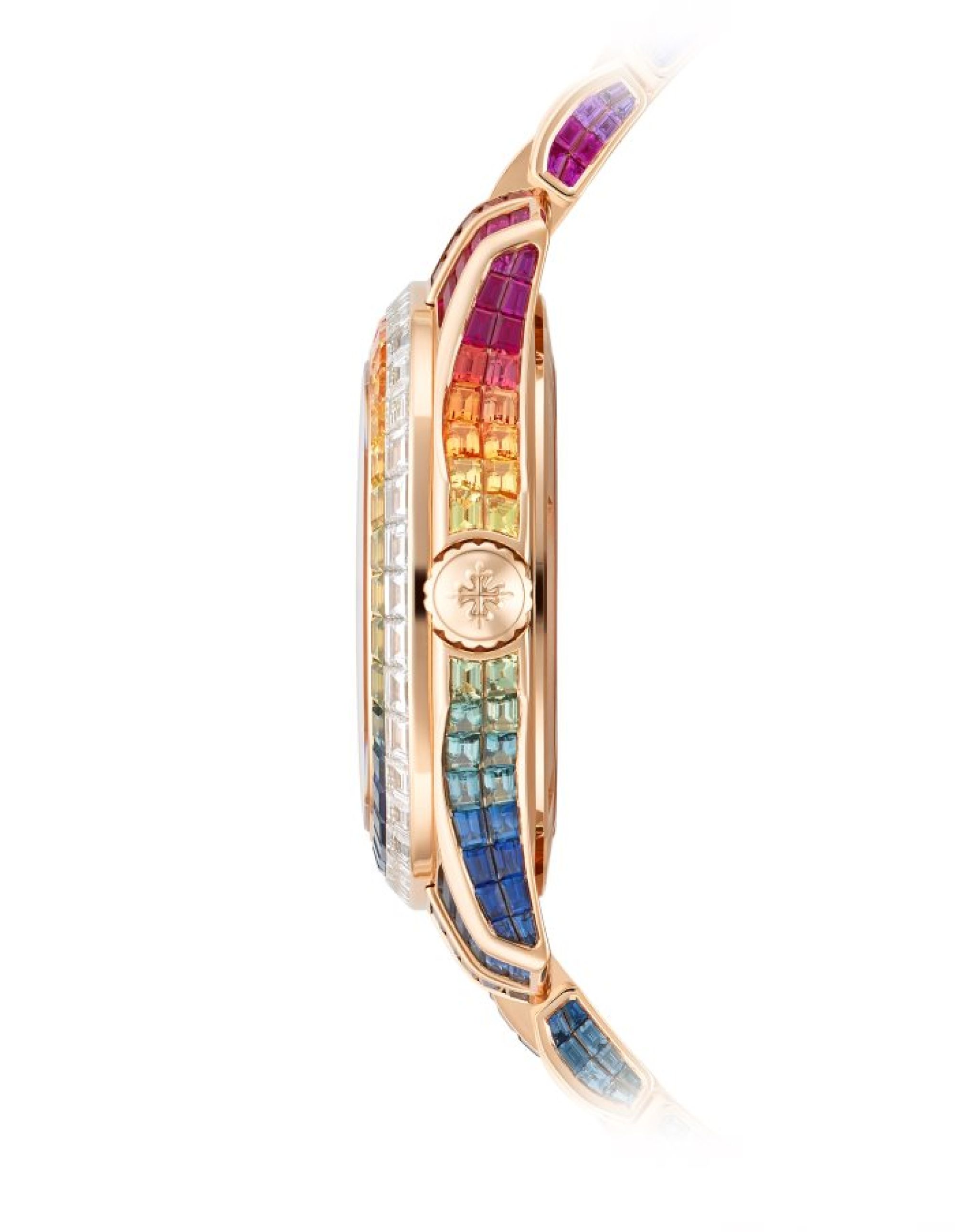Patek Philippe Minutenrepetition Aquanaut Luce „Rainbow“, Haute Joaillerie. Profil