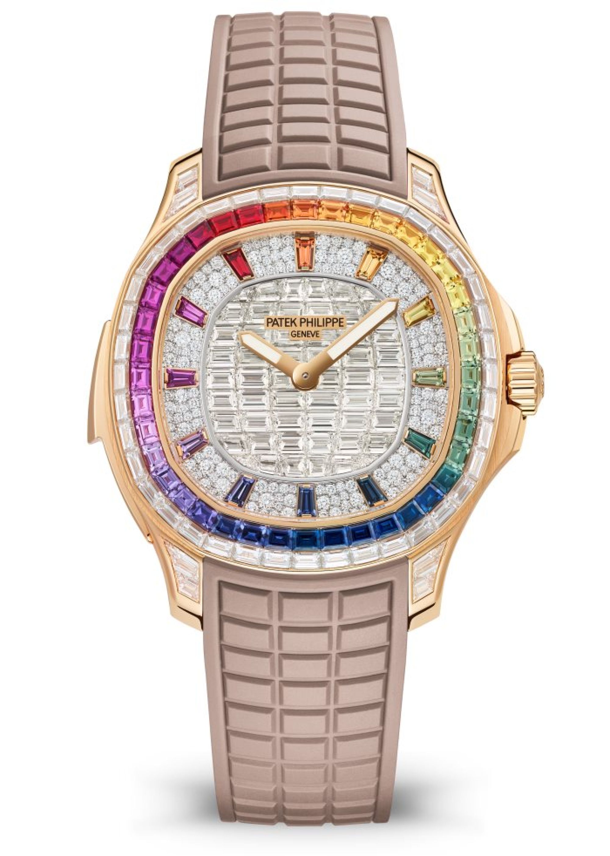 Patek Philippe Minutenrepetition Aquanaut Luce „Rainbow“, Haute Joaillerie. Face